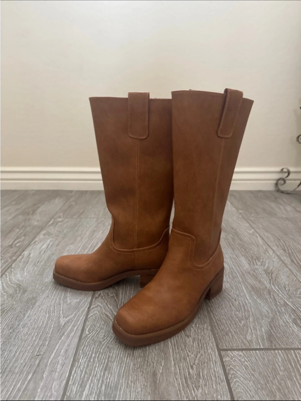 Dolls Kill Tall Pull-On Heeled Boots in Cognac Brown
New with box, never worn